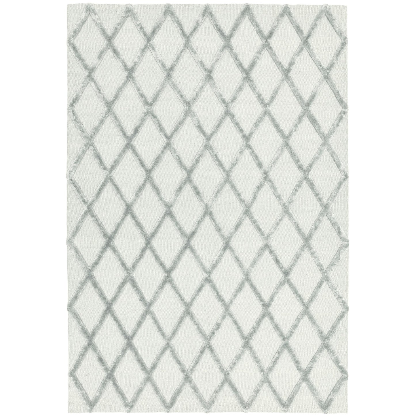 Dixon Diamond Luxury Wool Viscose Rugs in Silver Grey