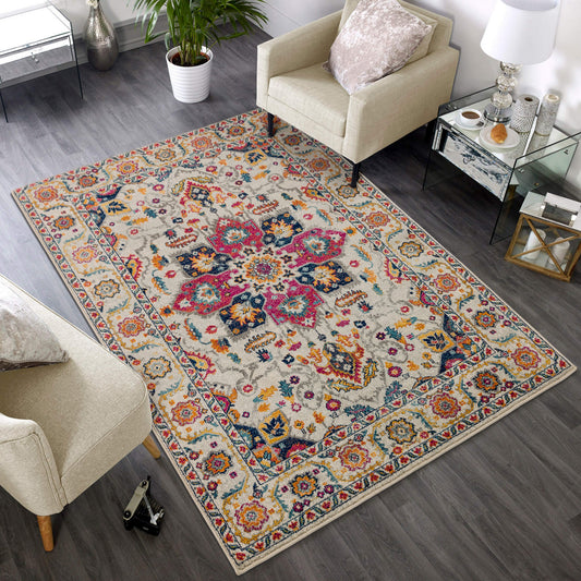 Nova Persian Rugs NV24 in White Multi