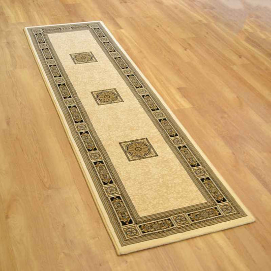Da Vinci Traditional Bordered 57801 6223 Runner Rugs in Cream