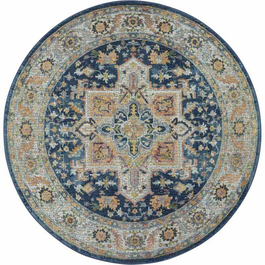 Ankara Global Abstract Circular Rugs ANR11 in Blue Multi