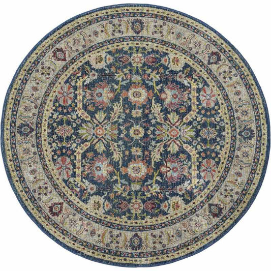 Ankara Global Traditional Persian Circle Rugs ANR13 in Navy Blue