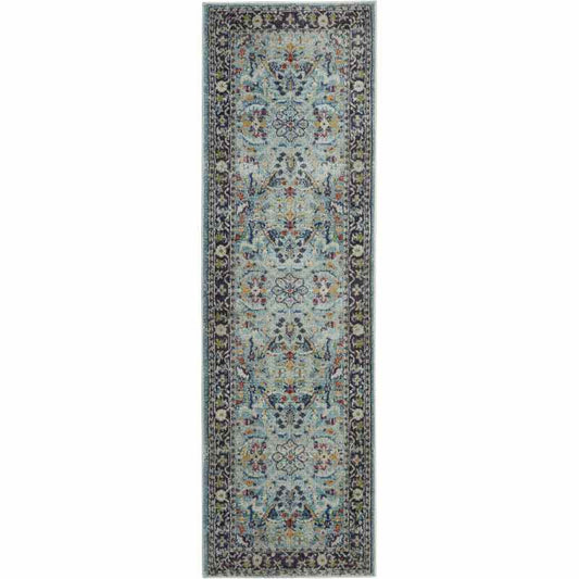 Ankara Global Traditional Persian Hallway Runners ANR14 in Teal Blue