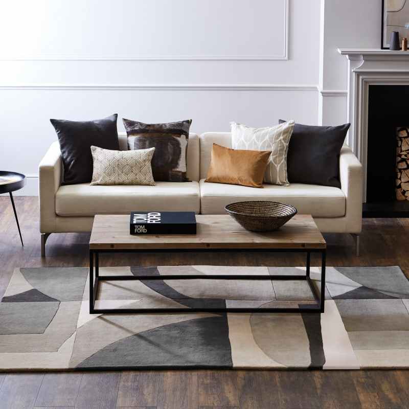 Bodega 40504 Modern Geometric Designer Rugs in Stone by Harlequin