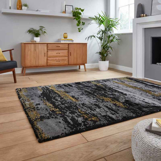 Craft 19788 Abstract Rugs Black Gold