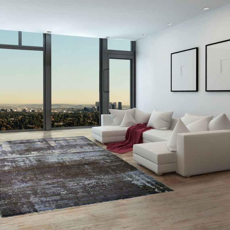 Galleria Abstract Distressed 63378 5131 Rugs in Blue