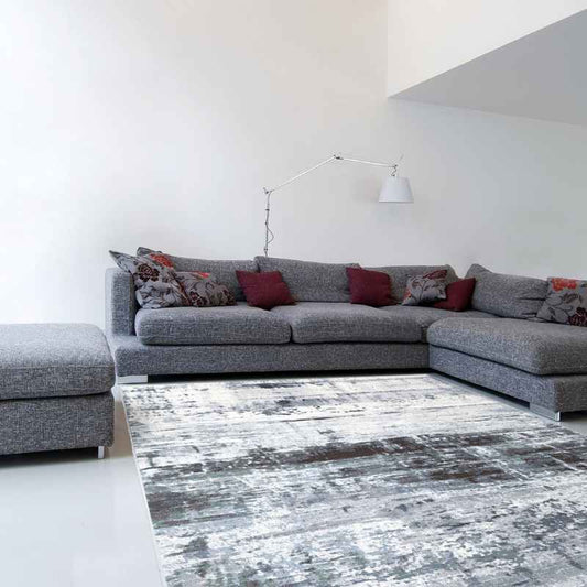 Galleria Abstract Distressed 63378 6656 Rugs in Grey