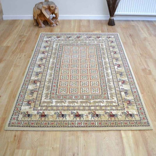 Noble Art Traditional Geometric Rugs 65106 190 in Beige