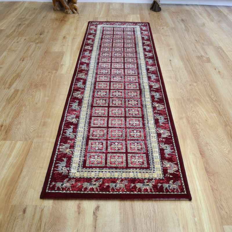 Noble Art Traditional Geometric Runner Rugs 65106 390 in Red