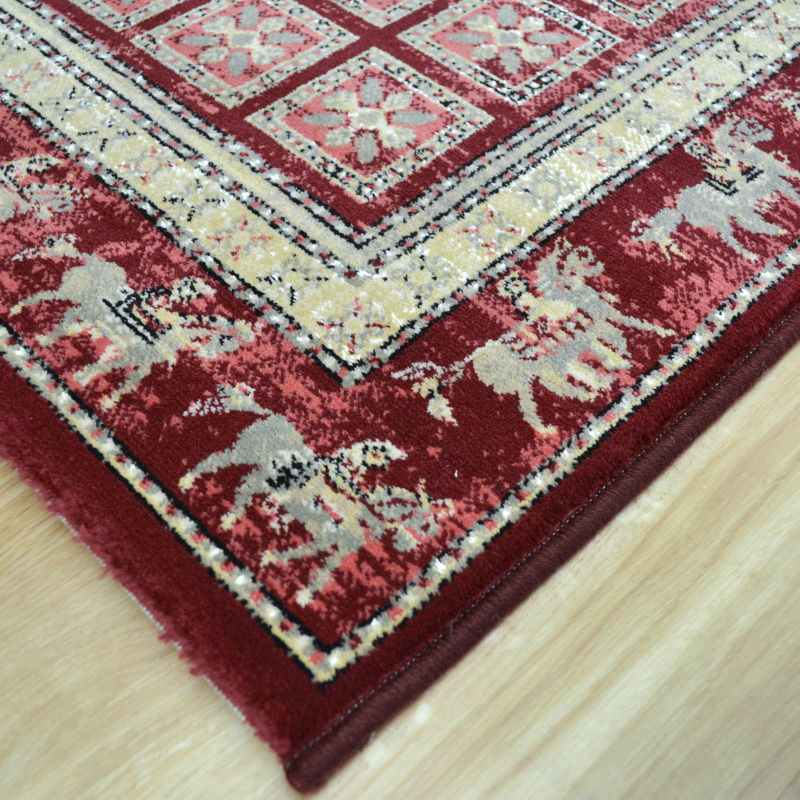 Noble Art Traditional Geometric Runner Rugs 65106 390 in Red