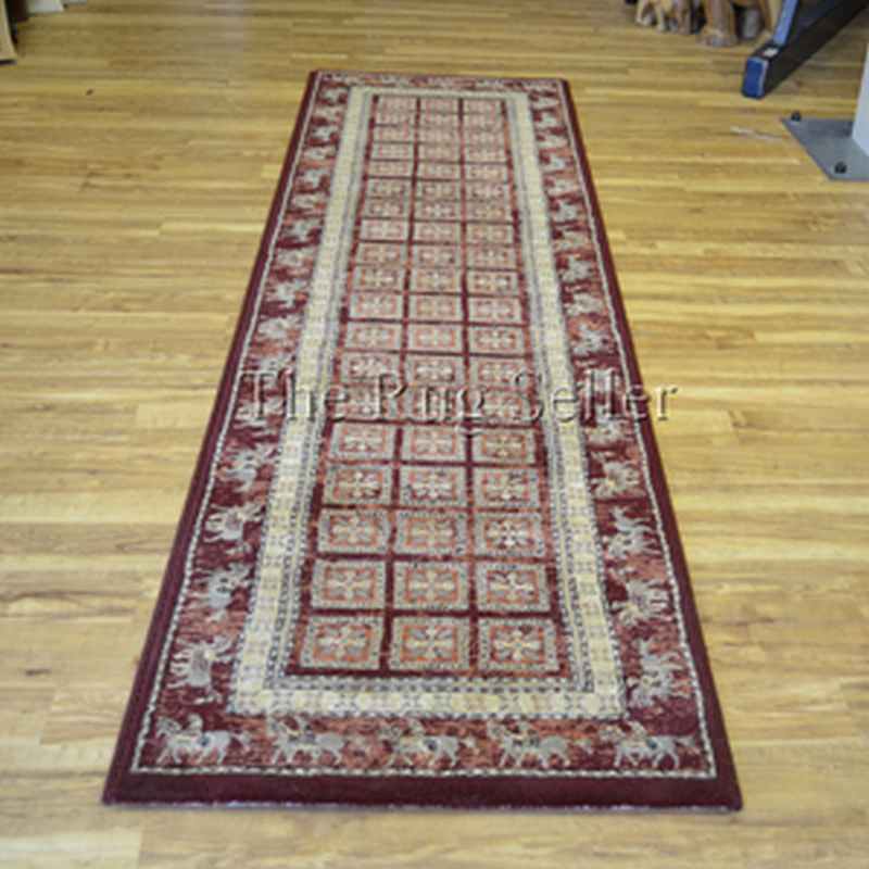 Noble Art Traditional Geometric Runner Rugs 65106 390 in Red