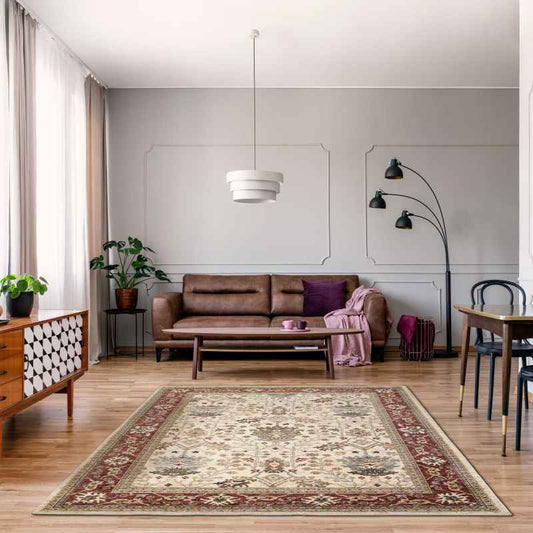 Traditional Empire Rug By Concept Loom EMP08 in Ivory Rust Red