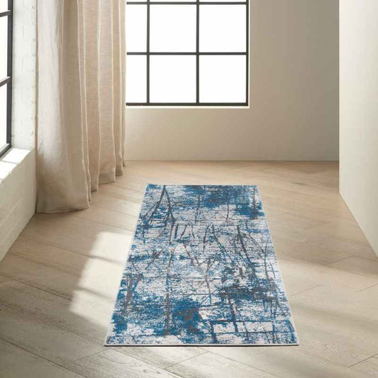 Calvin Klein Vapor Designer Hallway Runner CK972 Grey Blue