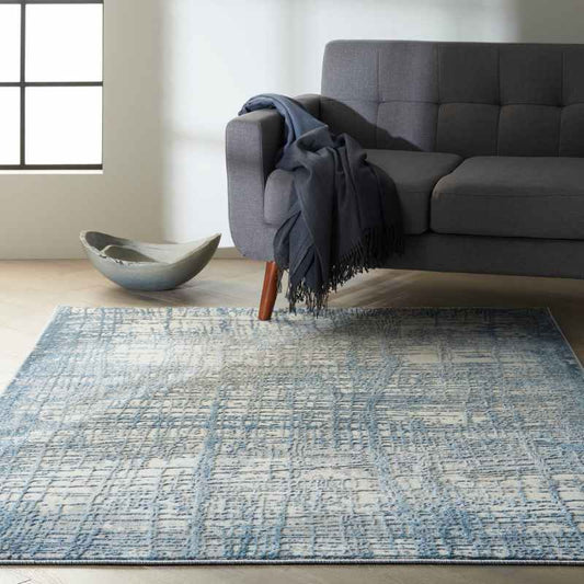 Calvin Klein Rush Designer Abstract Rugs CK950 Ivory Blue