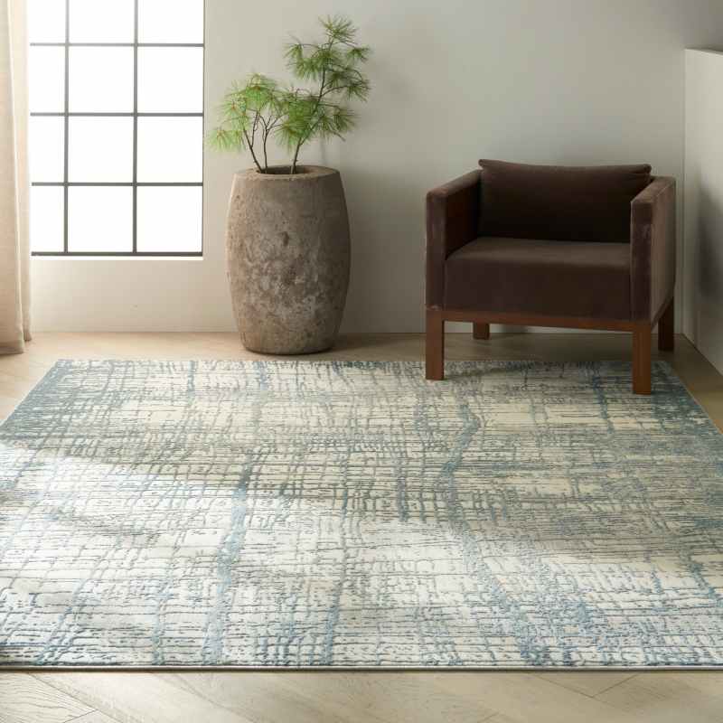 Calvin Klein Rush Designer Abstract Rugs CK950 Ivory Blue