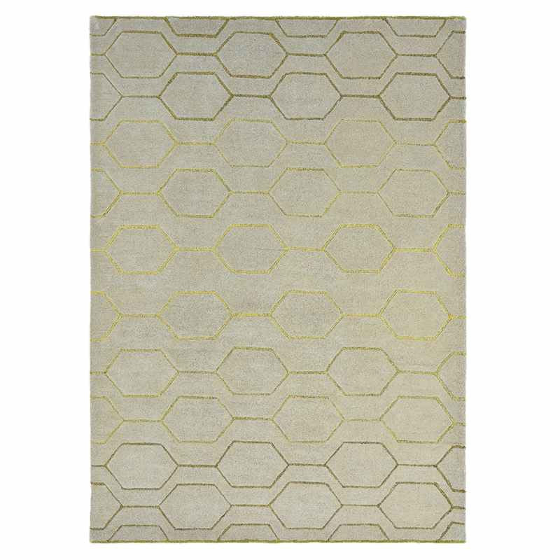 Arris Geometric Wool Rugs 37304 in Grey and Gold by Wedgwood