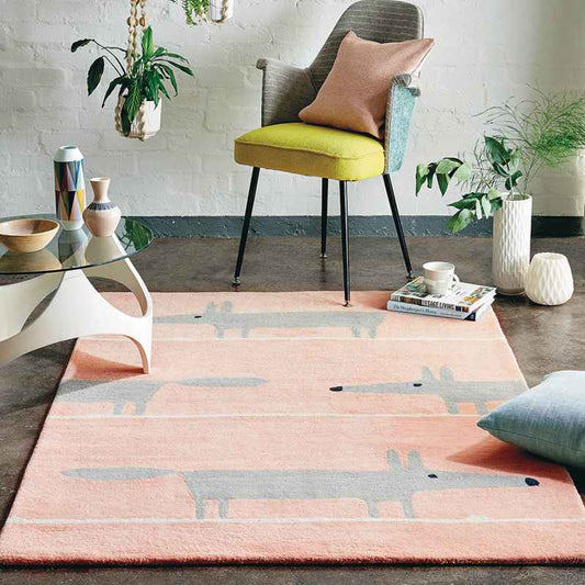 Scion Mr Fox Wool Rugs 25302 Blush Pink