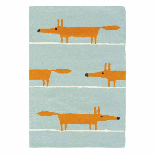 Scion Mr Fox Wool Rugs 25308 Aqua Blue