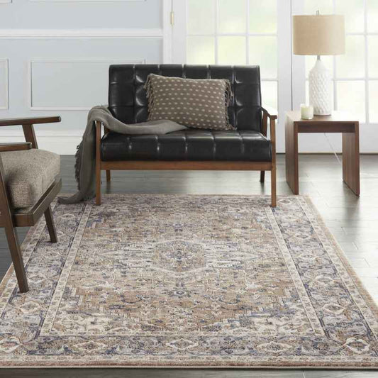 Quarry QUA05 Traditional Distressed Rugs by Nourison in Beige Grey