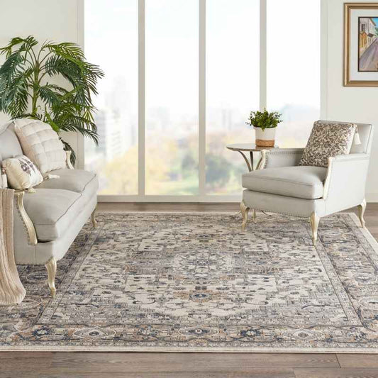 Quarry QUA05 Traditional Distressed Rugs by Nourison in Ivory Grey