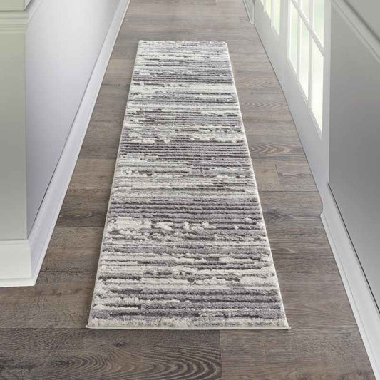 Zermatt Designer Hallway Runner ZER02 in Grey Ivory by Nourison