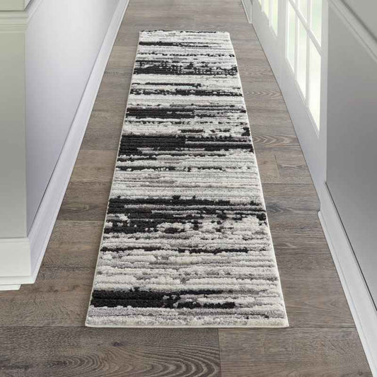 Zermatt Designer Hallway Runner ZER02 in Ivory Charcoal by Nourison