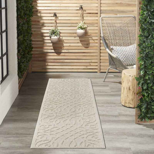 Cozumel CZM04 Indoor Outdoor Modern Hallway Runner Rugs in Cream