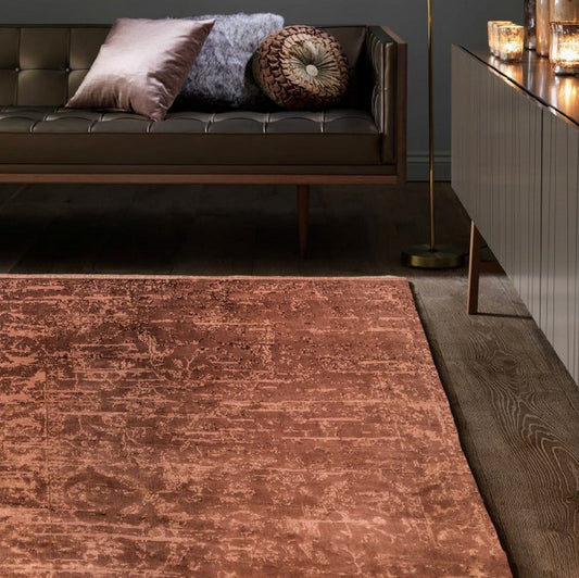 Zehraya Abstract Persian Distressed Rugs in ZE05 Rust Orange