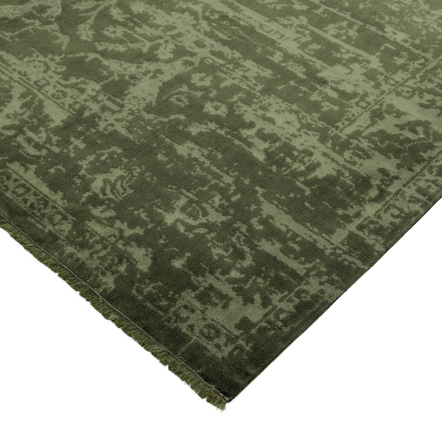 Zehraya Abstract Persian Distressed Rugs in ZE06 Green