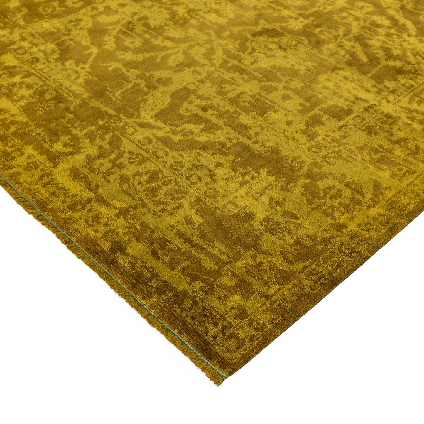 Zehraya Abstract Persian Distressed Rugs in ZE09 Gold Yellow