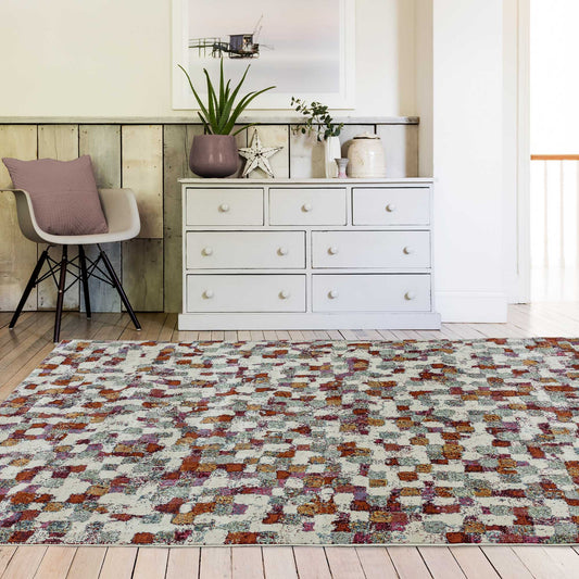 Amelie Pixel Geometric Rugs in AM09 Multi