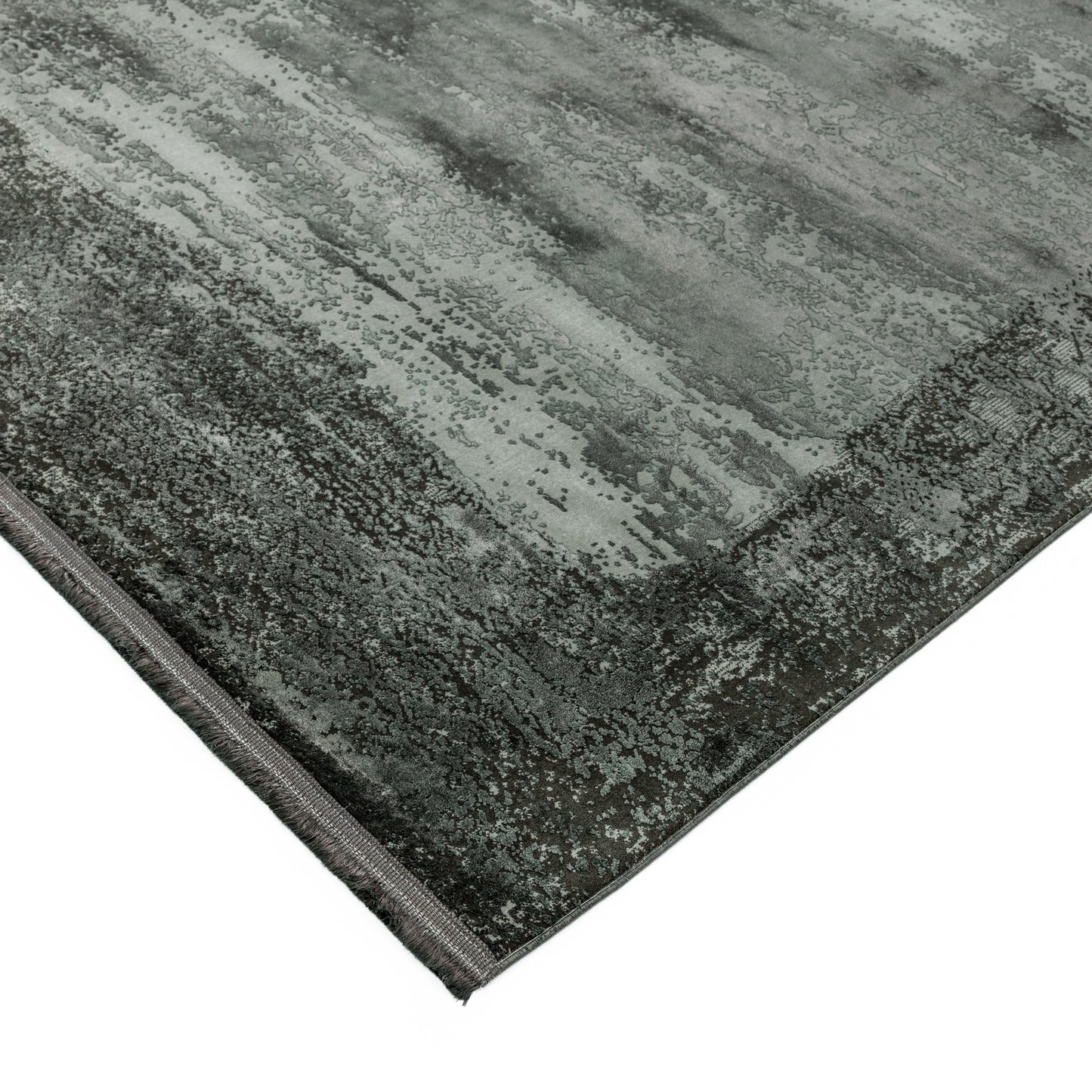 Athera Distressed Border Rugs in AT03 Anthracite Grey