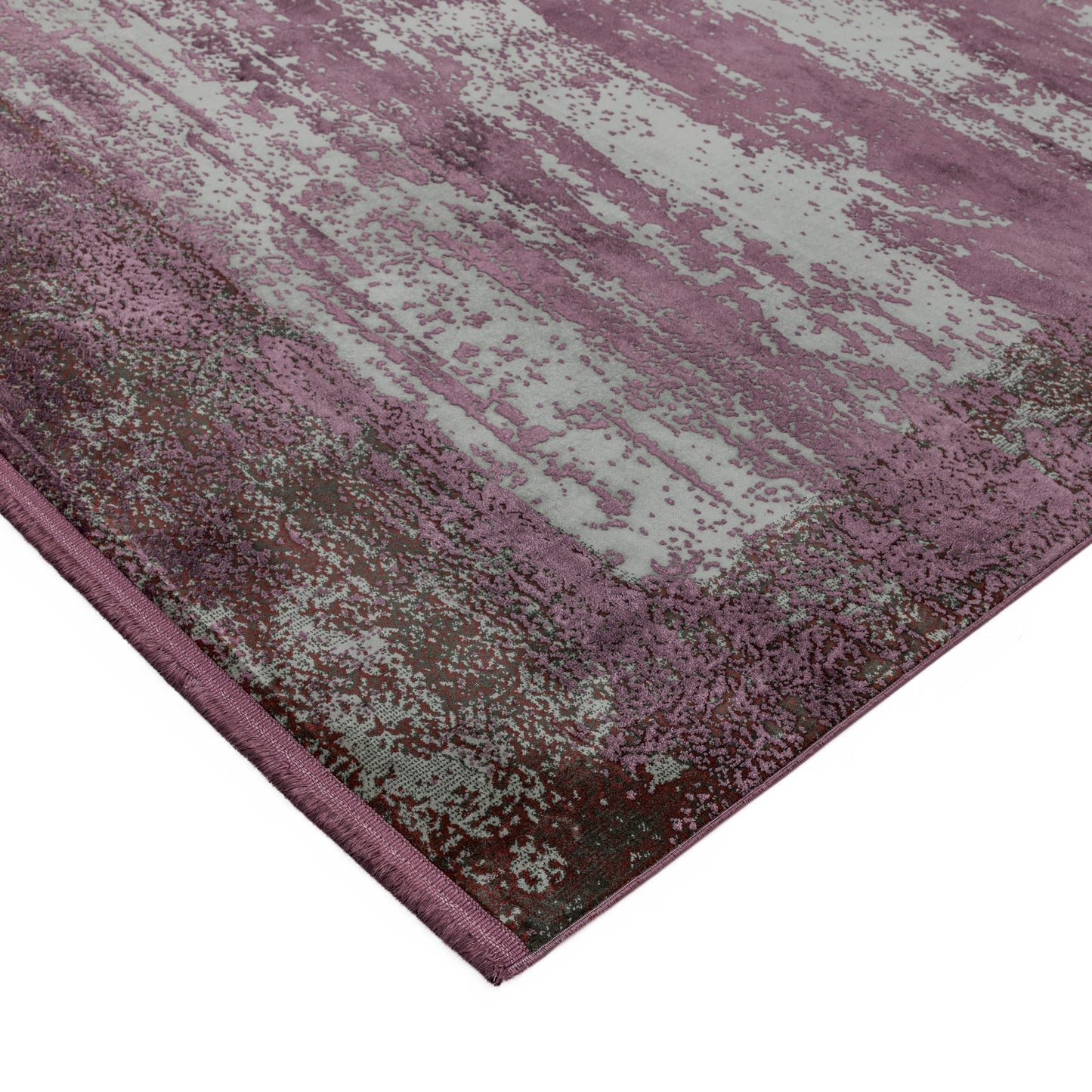 Athera Distressed Border Rugs in AT04 Bordeaux Purple