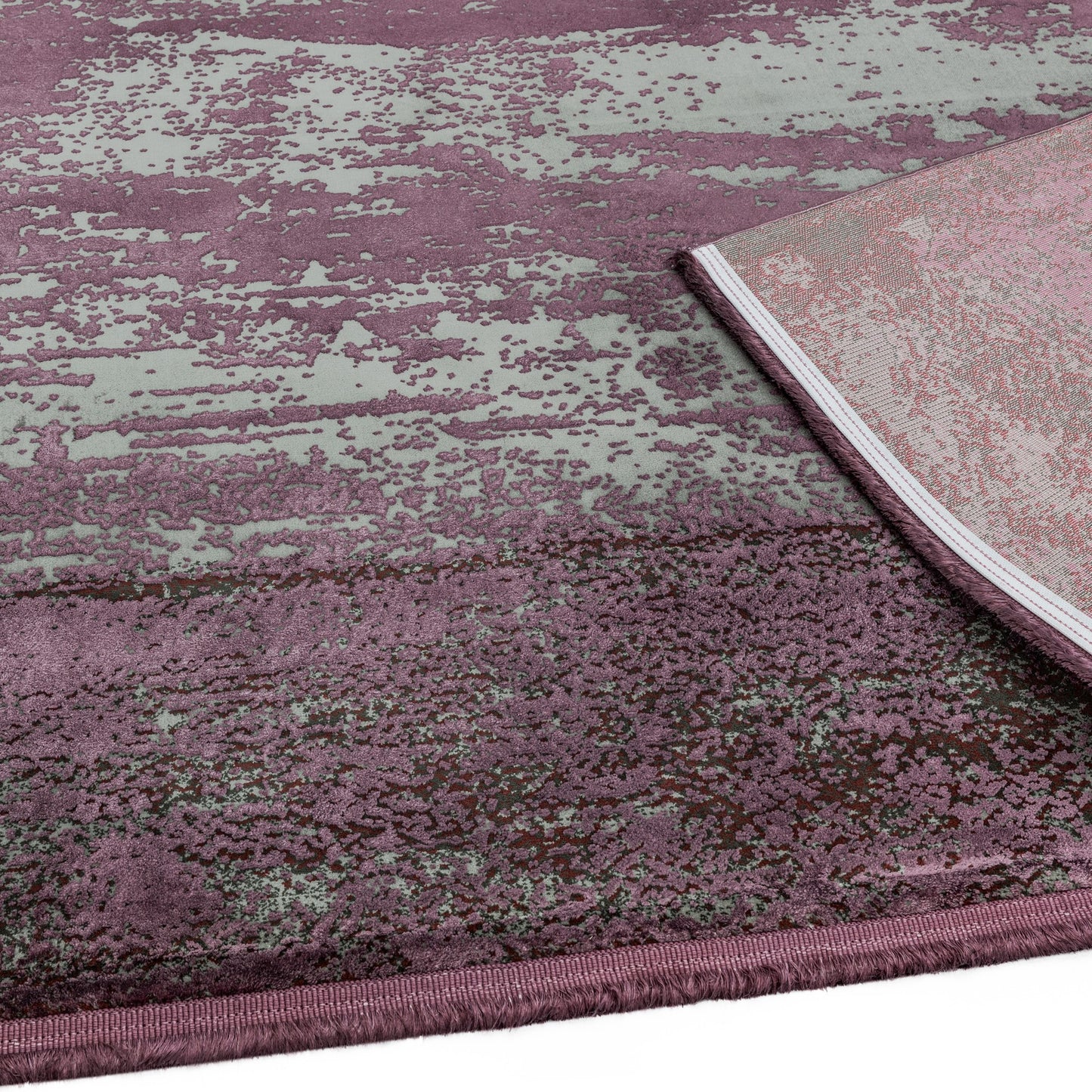 Athera Distressed Border Rugs in AT04 Bordeaux Purple