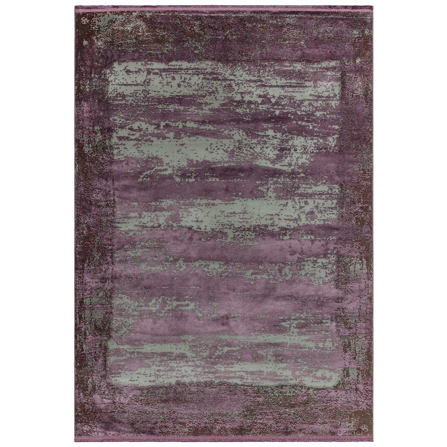 Athera Distressed Border Rugs in AT04 Bordeaux Purple