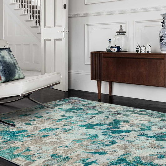 Colores Cloud Ethereal Abstract Rugs in CO03 Blue Multi