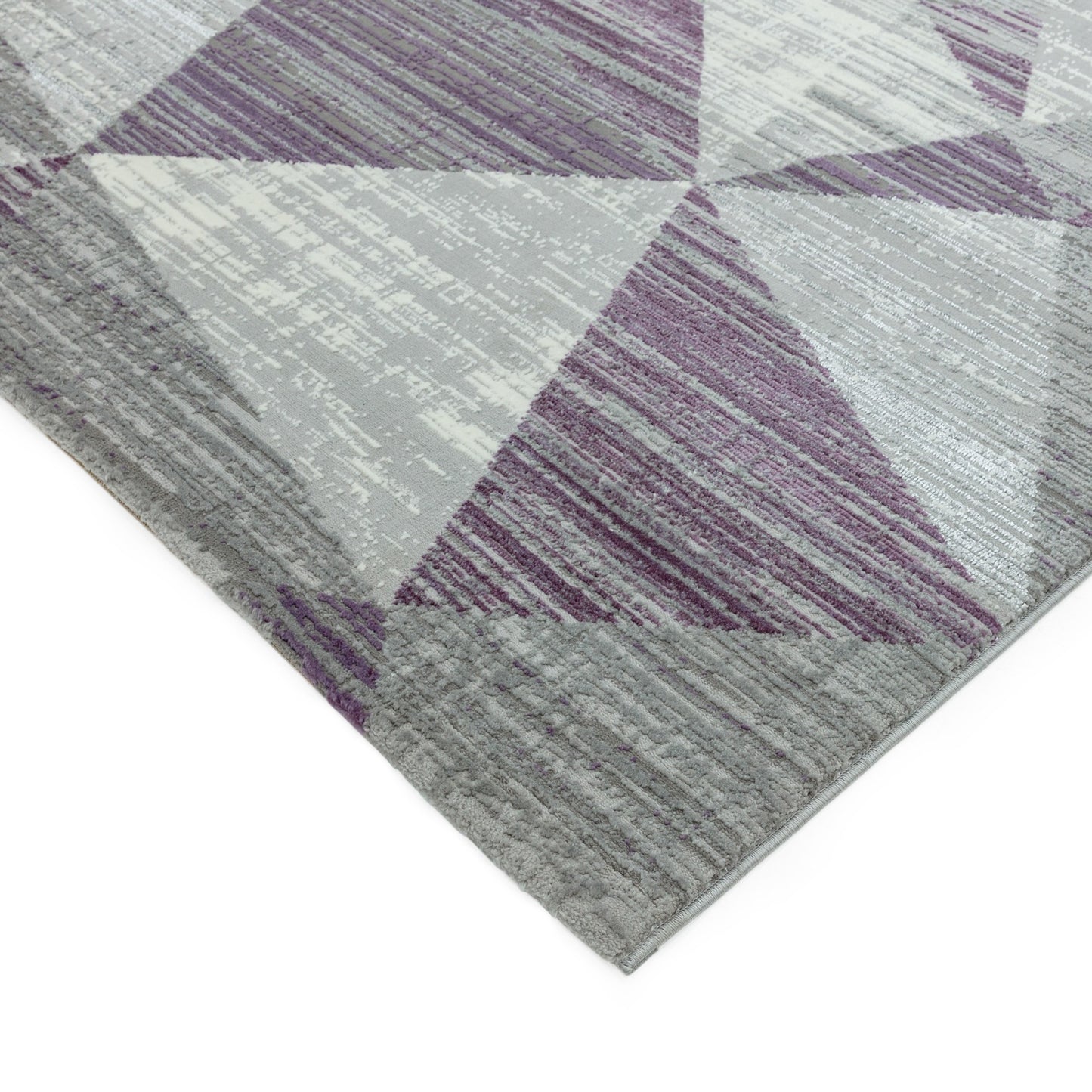 Orion Blocks Geometric Metallic Rugs in OR13 Heather Purple