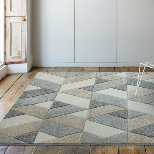 Sketch Rhombus Geometric Rugs in SK01 Grey