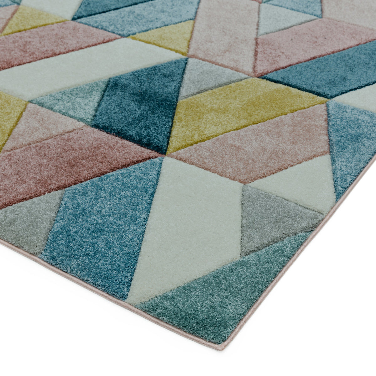 Rhombus Rug Pattern Sketch Rhombus Geometric Rugs in SK02 Pastel Multicolour – The Rug Seller