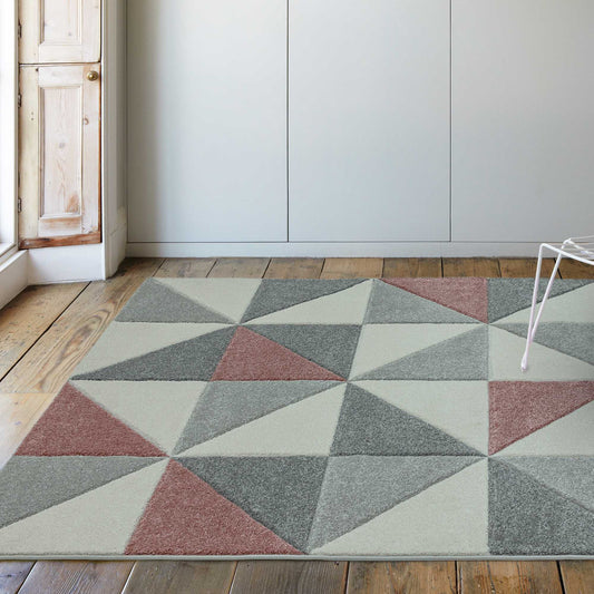 Sketch Cubic Geometric Rugs in SK05 Pink