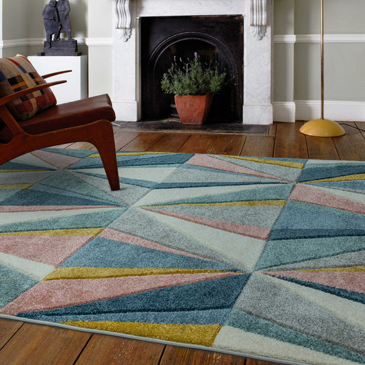 Sketch Diamond Geometric Rugs in SK10 Pastel Multi