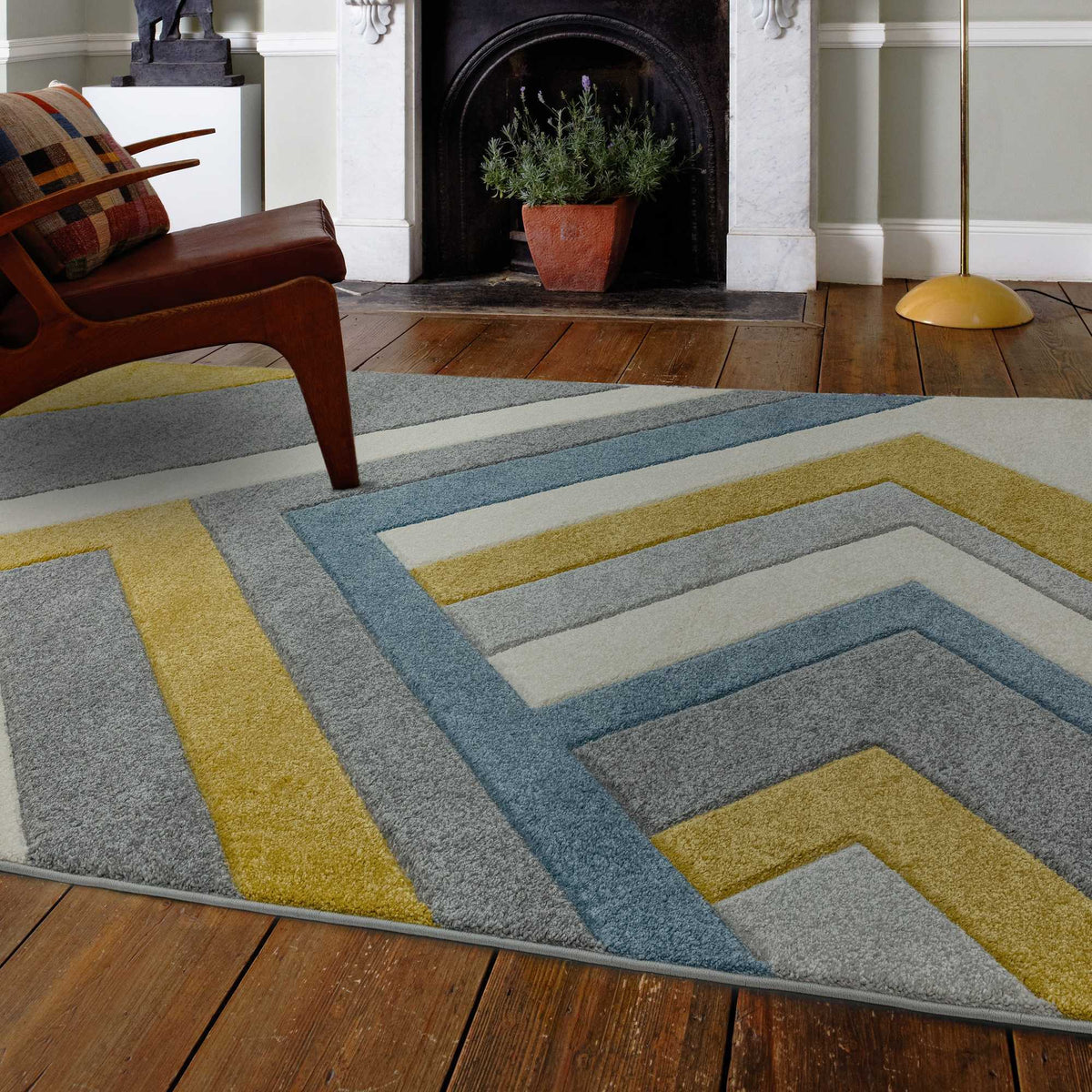 Linear Geometric Rug Sketch Linear Geometric Rugs in SK09 Grey Multi – The Rug Seller