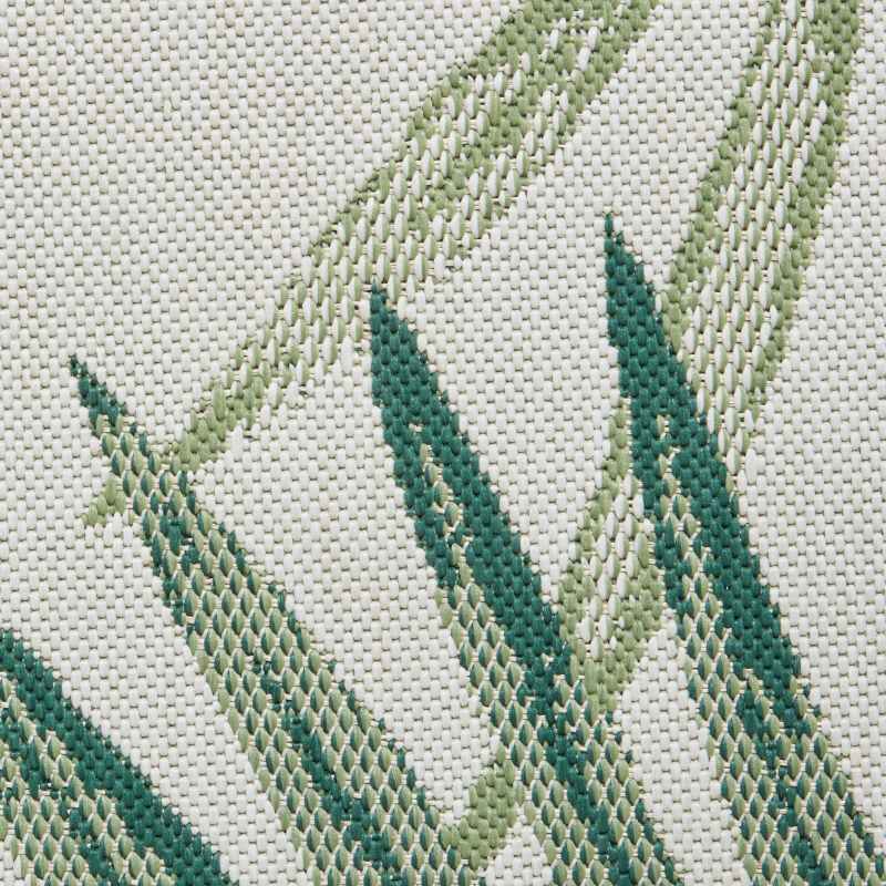 Miami 19435 Indoor Outdoor Botanical Leaf Rug in Light Beige Green