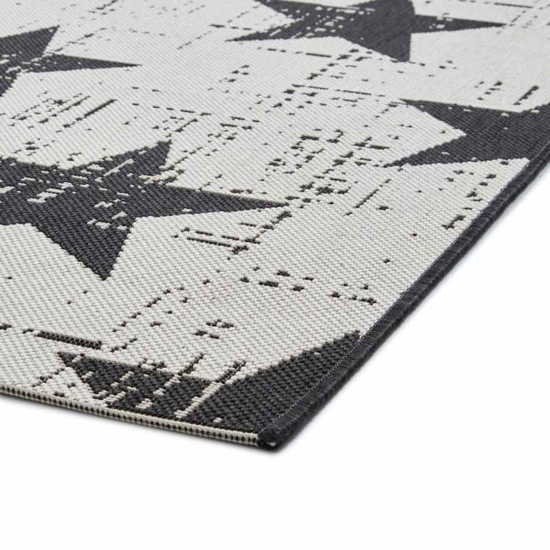 Santa Monica 48648 Indoor Outdoor Star Rug in White Black