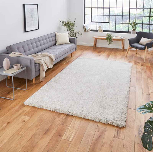 Sierra 9000 Plain Shaggy Rugs in Cream