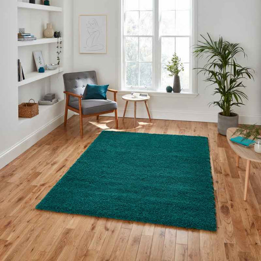 Sierra 9000 Plain Shaggy Rugs in Jewel Green