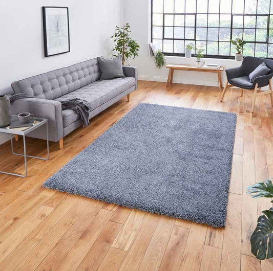 Sierra 9000 Plain Shaggy Rugs in Slate Grey