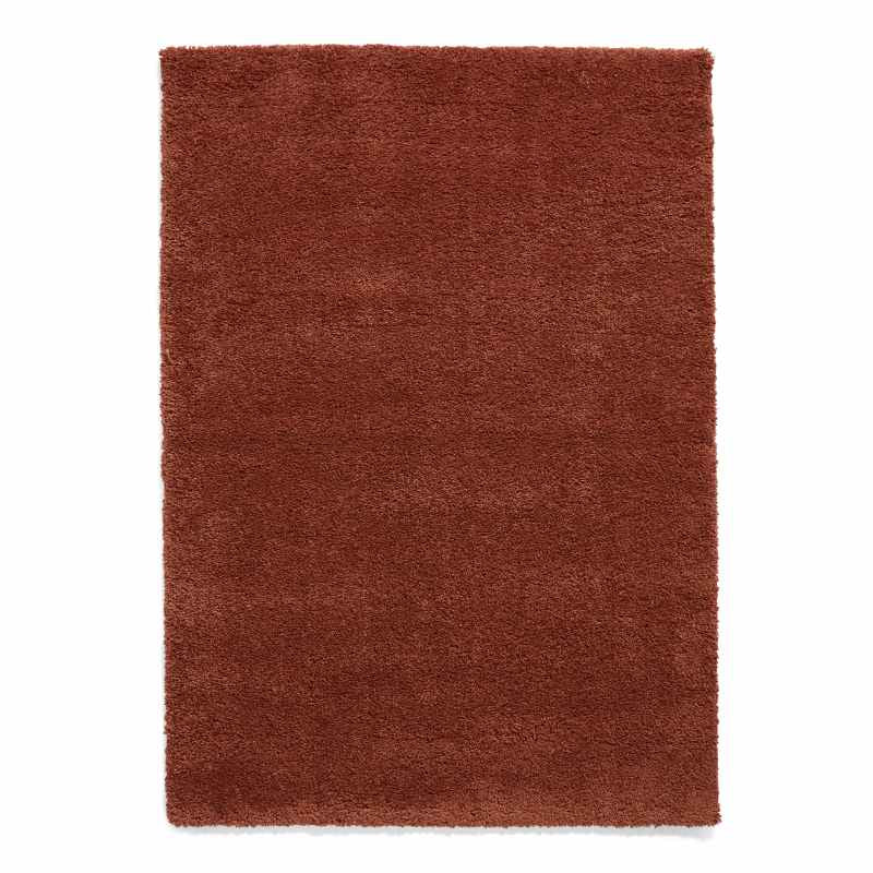 Sierra 9000 Plain Shaggy Modern Rugs in Terracotta Orange