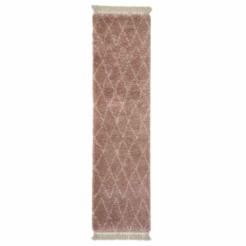 Boho 8280 Scandi Geometric Runner Rugs in Rose Pink