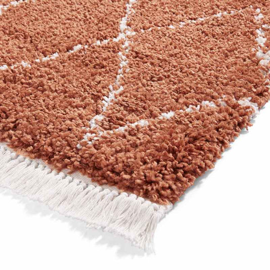 Boho 8280 Scandi Geometric Runner Rugs in Rust Orange
