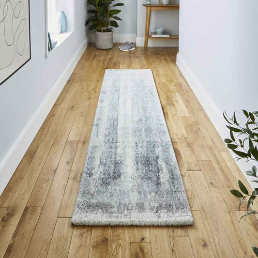 Brooklyn 8595 Abstract Hall Runner in Ivory Grey Blue